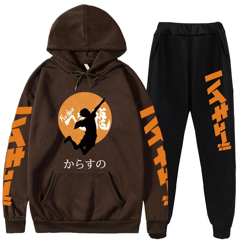 Volleyball Boy Hoodies Pants Sets Anime Suit Sweatshirt Streetwear Men Women Pullover Suit Tracksuit Sportwear Spring Autumn