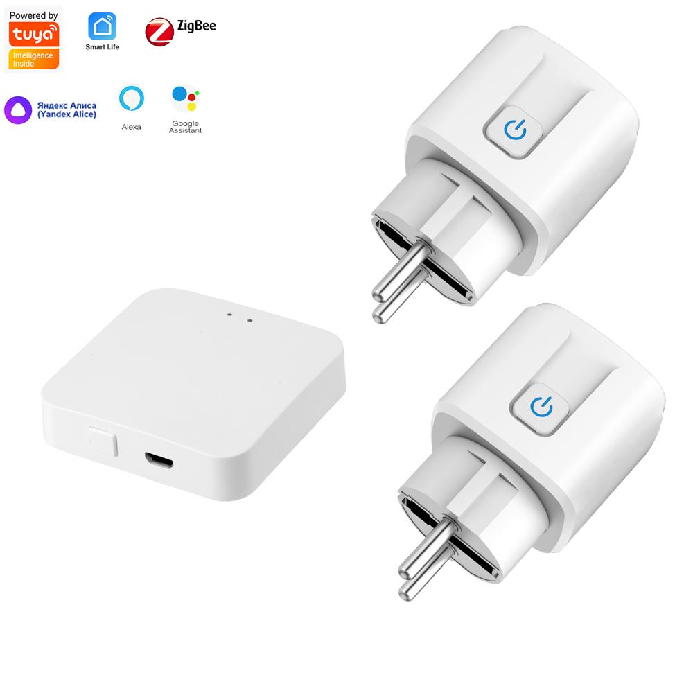Sixwgh Zigbee Smart EU Plug для Tuya Умный дом Автоматизация синхронизации Монитор мощности Смарт-розетка Поддержка Google Home Alexa