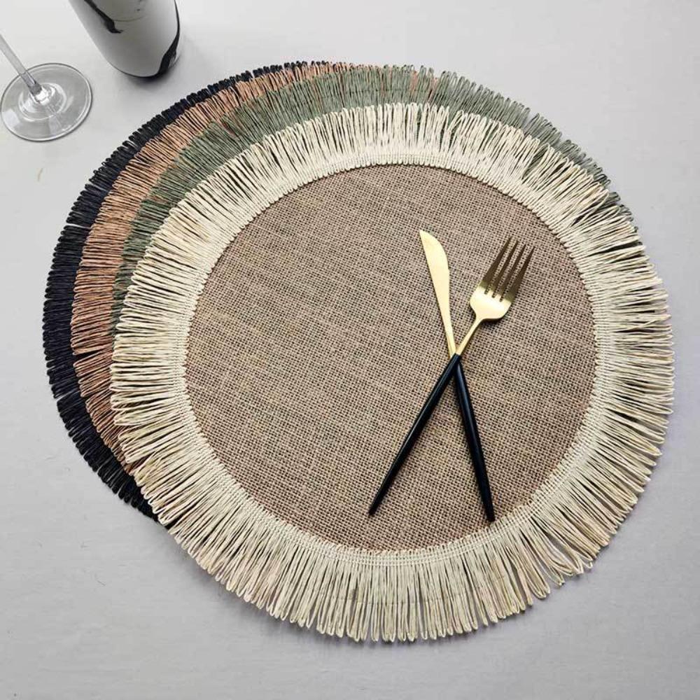 Environmental Protection Round Linen Non-slip Mat Table Mat Heat Insulation Placemat