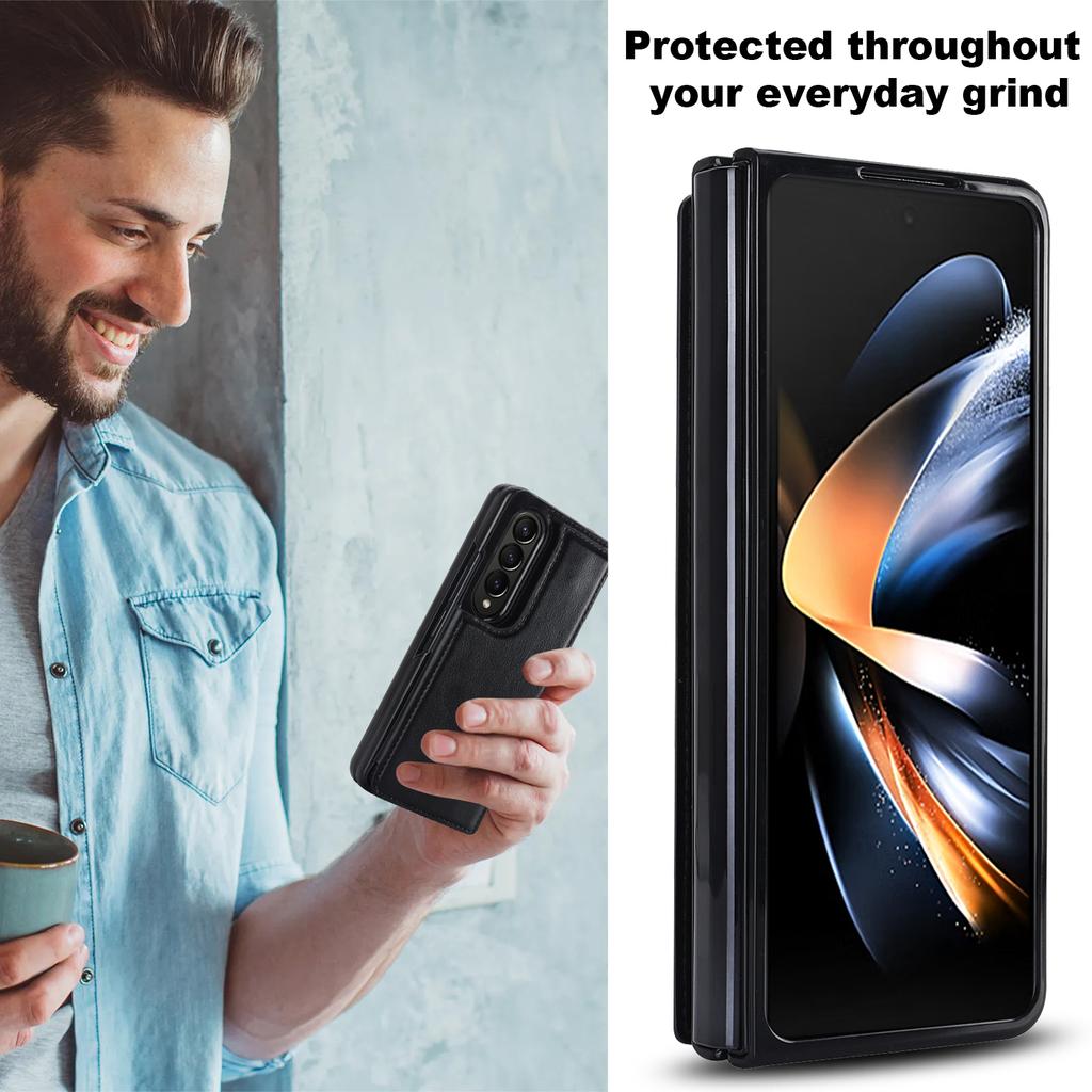 Складной кожаный чехол-подставка для карточек Samsung Galaxy Z Fold 6 5 4 3 5G Fold 6 Business Protection Z Fold 5 Luxury Fashion Cover