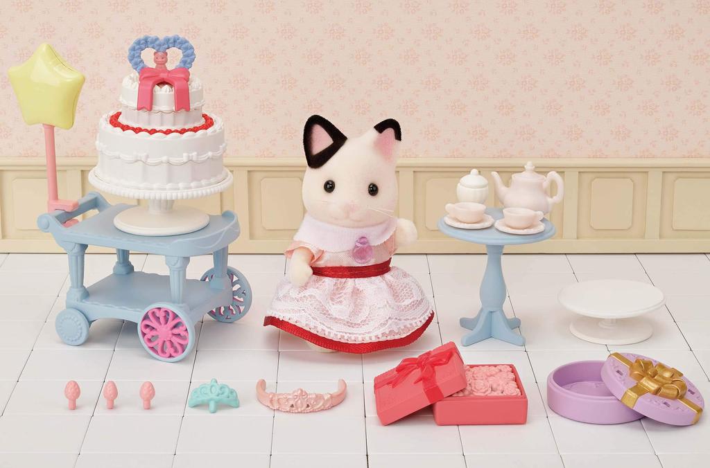 Sylvanian Families Set Party Cat ST Mark Сертификация для детей от 3 лет и старше Игрушечный кукольный домик Sylvanian Families EPOCH Кукла/Мебель [Sweet Set-Charcoal