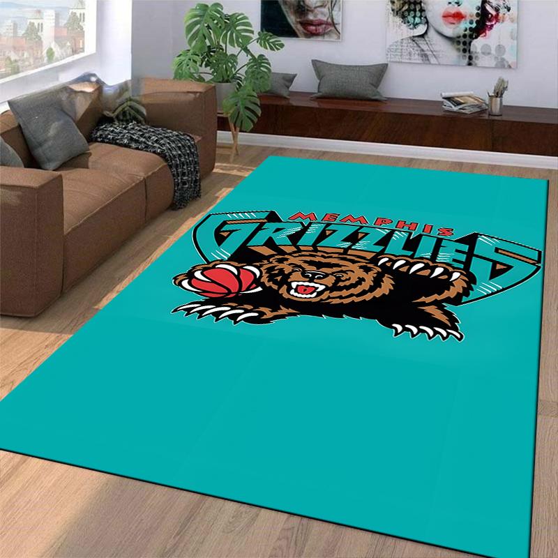 "Memphis Grizzlies Logo Rug with Bear and Basketball Design" Suitable for use as an anti-slip for living room bedroom sofas