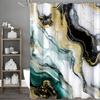 Marble Pattern Green White Black Gold Flowing Shower Curtain, Bathroom Decorative Shower Curtain, Waterproof Shower Curtain with
