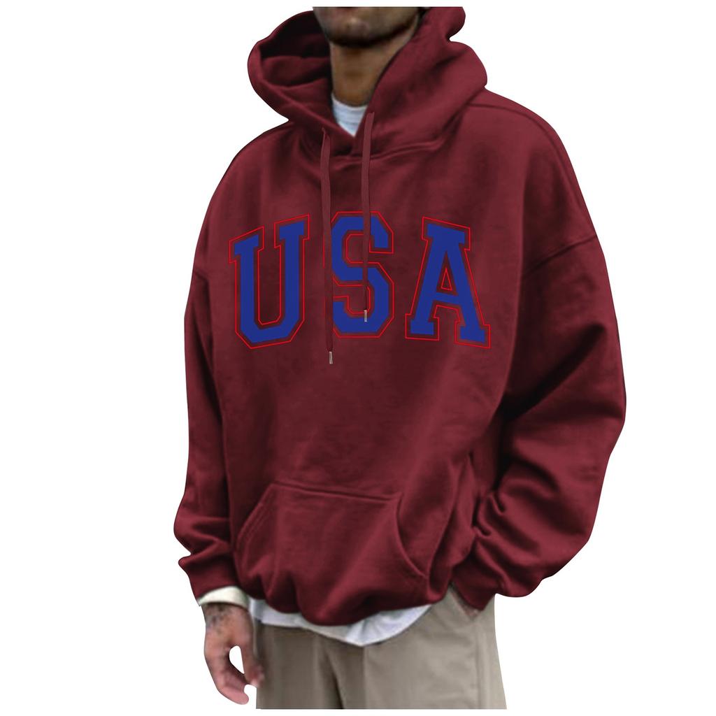 Men's Loose Printed Hooded Sweatshirt Men's Casual Fashion Sports Sweatshirt