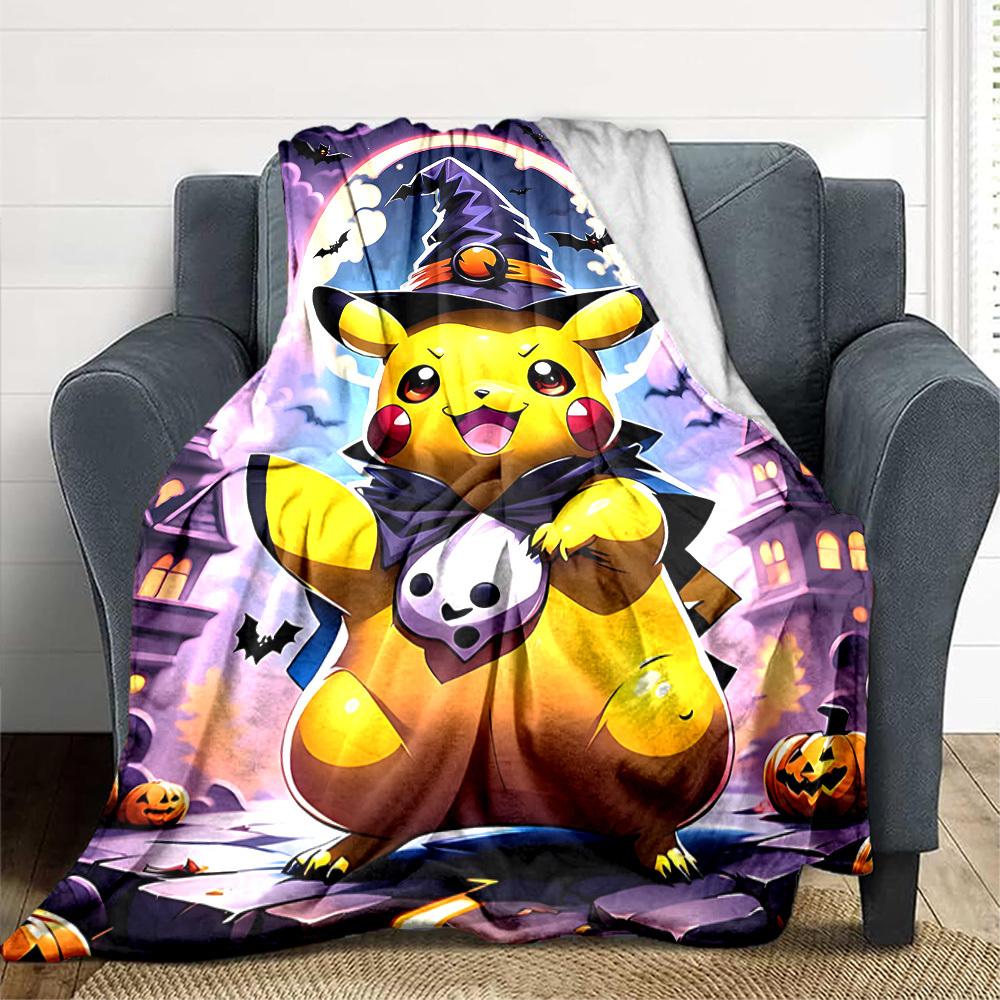 1pc Halloween Pikachu Blanket Soft All Season Throw with Vibrant Design, Perfect for Home, Travel, and Gifts, Ideal for Naps and Camping