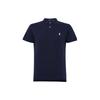 Polo SS22 Однотонная Поло с Вышивкой Логотипа Повседневная с Коротким Рукавом Мужские Топы Темно-Синий 710707434-005