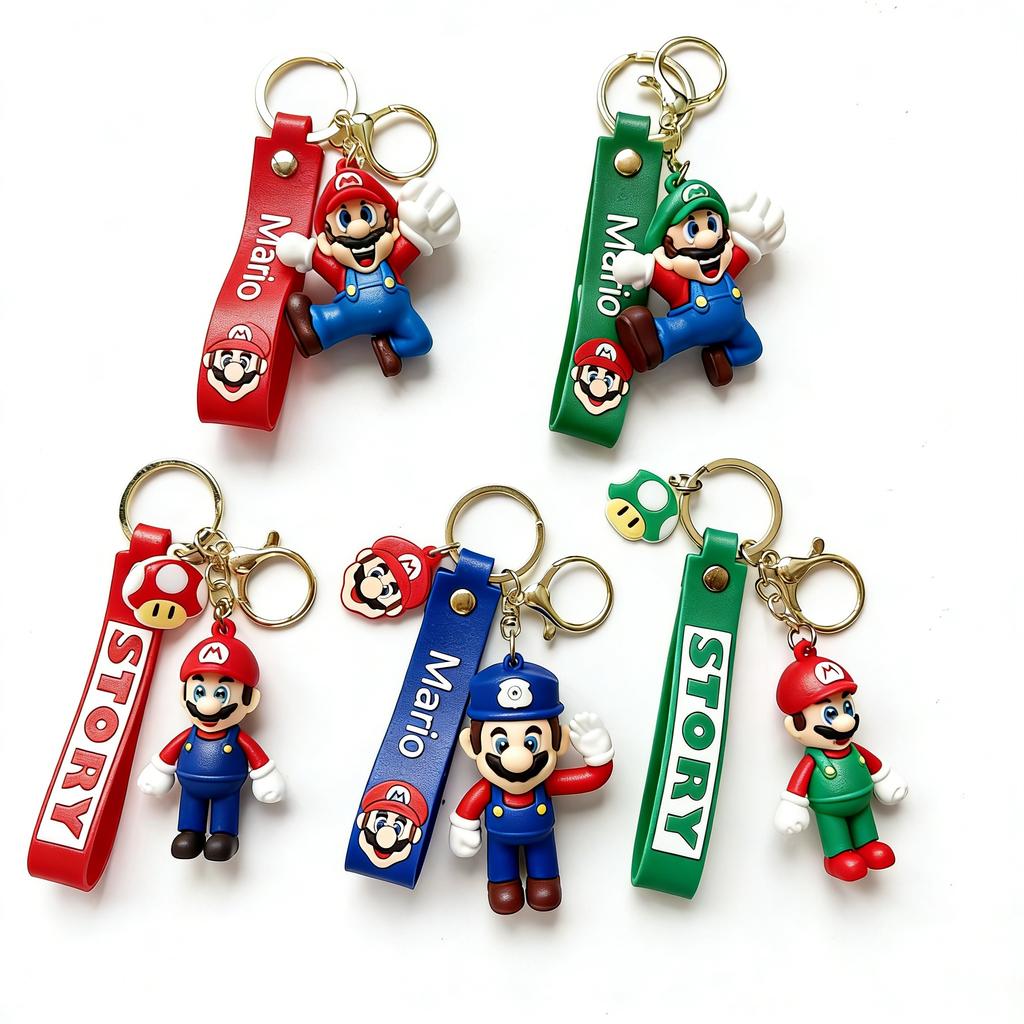 New Keychain Mario Bros Luigi Toad Yoshi Bowser Action Figure Model Accesoriospvc Cartoon Bag Doll Pendant Toys Gift