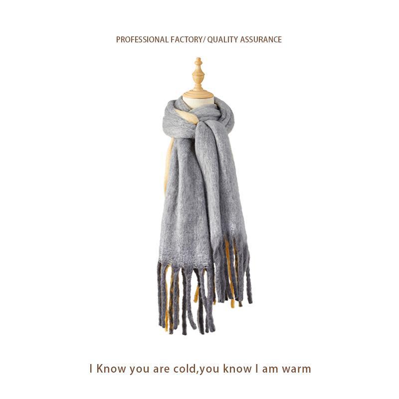 2024 Women's Mohair Thickened Scarf - Autumn/Winter Korean Style High-End Shawl