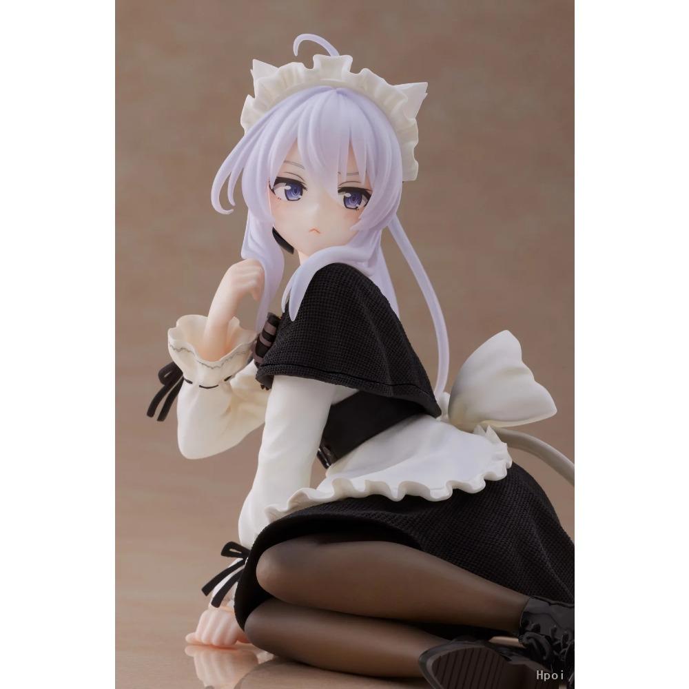 13CM Anime Elaina Figure Wandering Witch The Journey Black Cat Maid Dress Sitting Pose PVC Model Series Toys Gifts