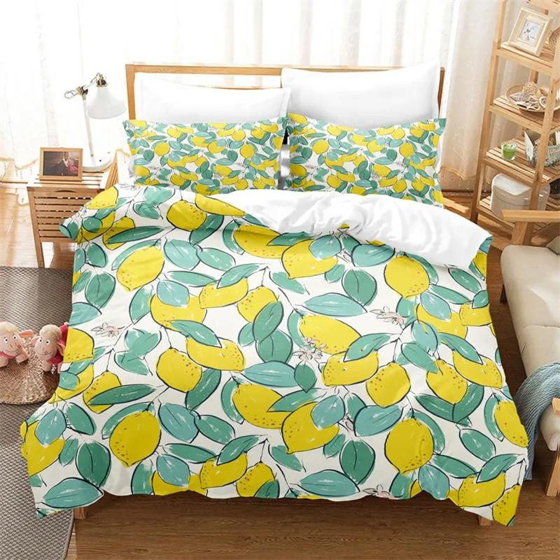 3D Summer Tropical Fruit Duvet Cover with Pillowcase King Full Size Queen Double Bed Quilt Case Linens Single Twin Bedding Sets