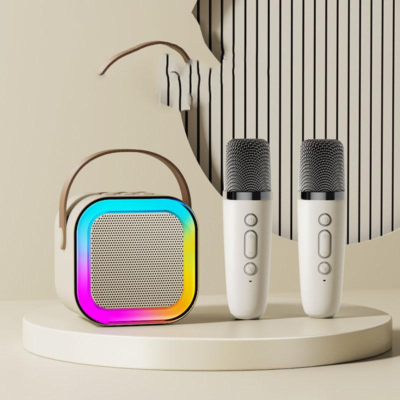 K12 Bluetooth аудио караоке-машина сабвуфер портативная система усиления Bluetooth с 2 беспроводными микрофонами домашний проигрыватель пластинок