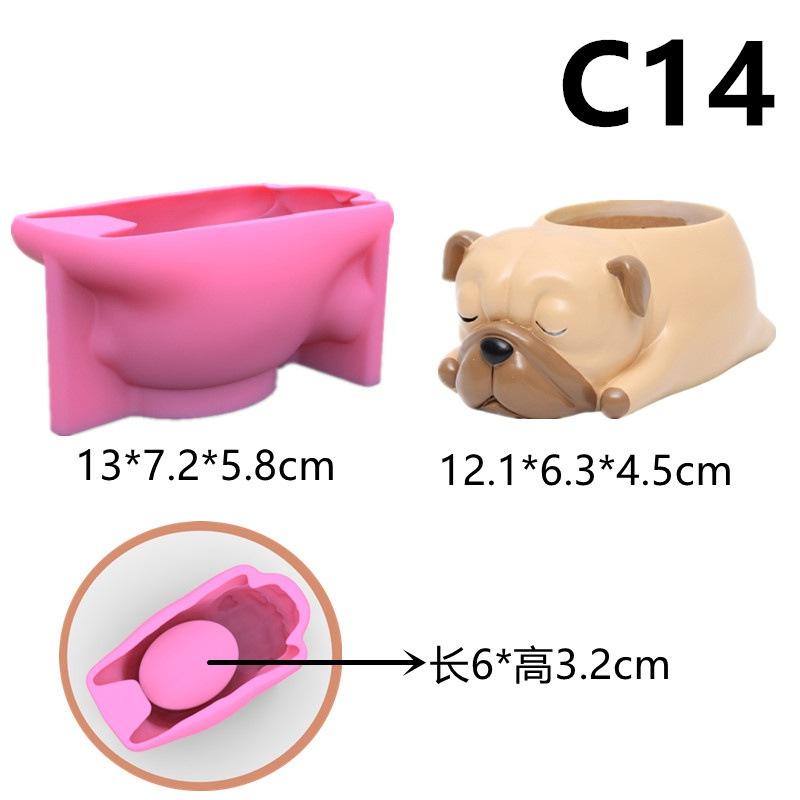 1Pc Silicone Mold Cute Cat Dog Flower Pot Succulent DIY Making Resin Concrete Vase Cactus Candle Silicone Mold Home Decor Tool