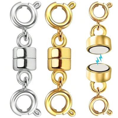 Двойные магнитные застежки для ожерелий, золотистые и серебристые, застежки-конвертеры для ювелирных изделий, удлинители для ожерелий, фурнитура для изготовления ювелирных изделий