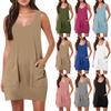 Женская мода Повседневные платья без рукавов Сплошные платья Пляжные платья