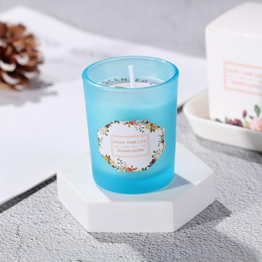 1pc Fragrant Candle Creative Nordic Glass Cup Soy Wax Smokeless Aromatherapy Candle for Home, Wedding, Festival Party Candles