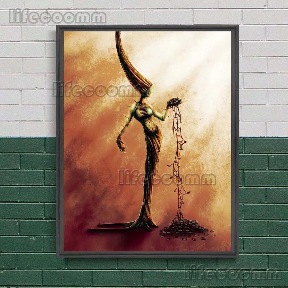 Ужасный клоунский ящик и вой банши, винтажная настенная живопись на холсте, кукольные рыцари, контролируемые колдовством, печать плакатов без рамки