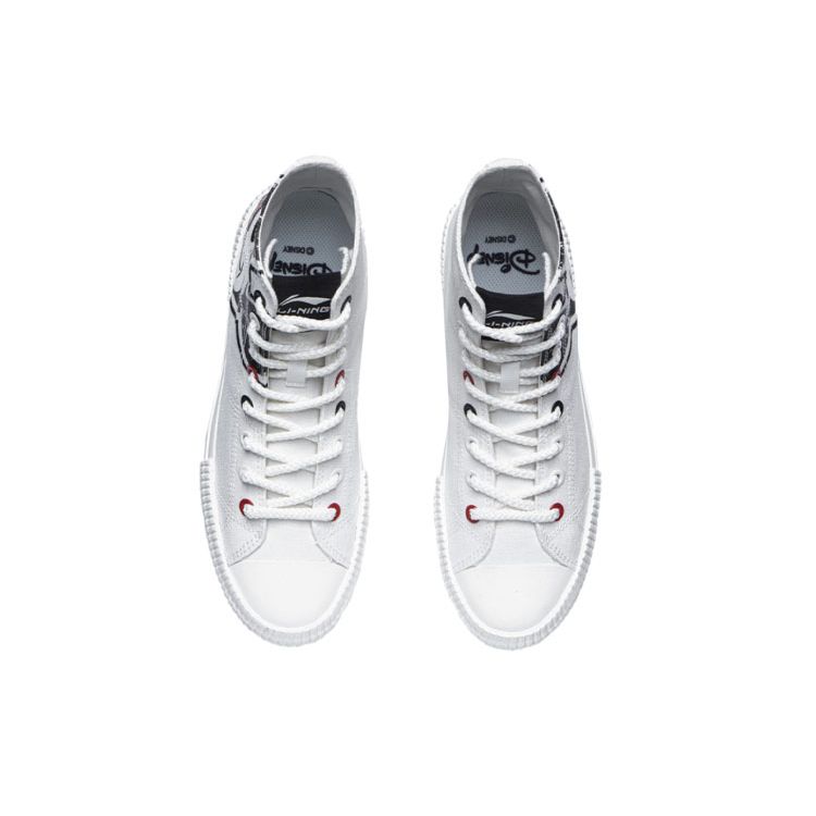 Li Ning Disney Collaboration Дышащие высокие кроссовки для скейтбординга Женские кроссовки Белые Черные AGCR284-2