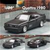 1/36 Scale Quattro Toy Car Model Miniature Free Wheel Pull Back Doors Openable Diecast Metal Collection for Children Boy