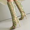 Fashion Women's Knee High Boots Sexy 2024 New Autumn Winter Shoes Snake Print Heeled Long Cowboys Long Boot Ladies Large Size 45