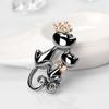 Fashion Jewelry Shiny Cute Double Cats Kitten Crown Brooch Pin Gift