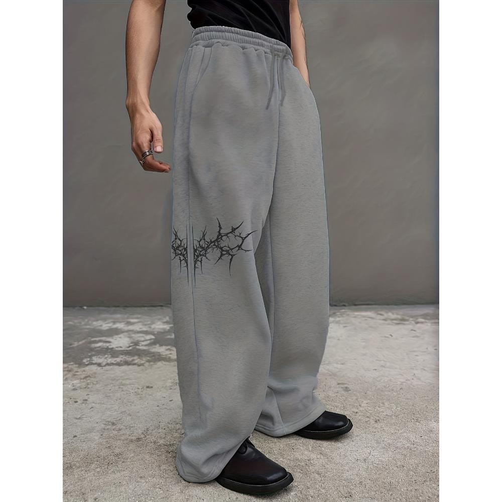 Men'S Patterned Loose-Fitting Sweatpants with Drawstring Waist, Wide-Leg Joggers with Pockets