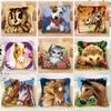 Nicediy Handmade Pillow Cushion Latch Hook Kit Mat DIY Embroidery Needlework Crochet Pillows Kits Unfinished Accessories 43X43cm