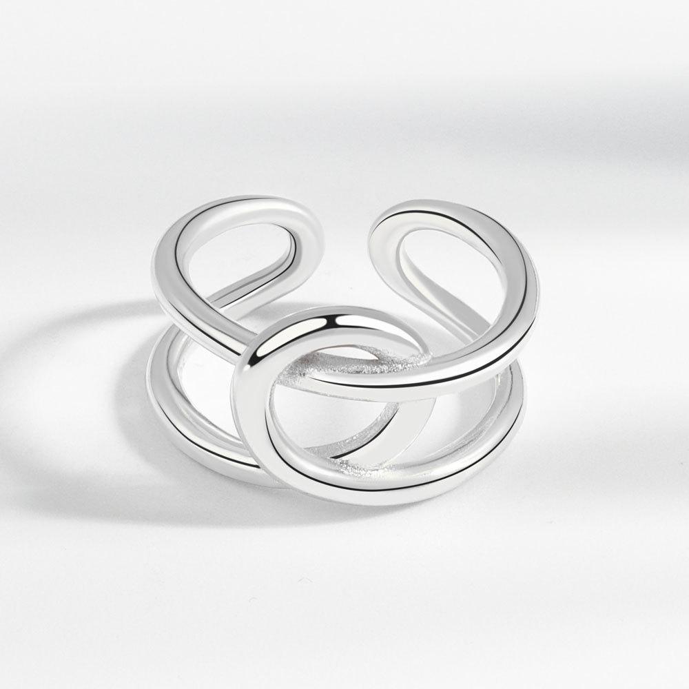 Geometric Glossy Concave Convex Shaped Ring Female Niche Design Personality High Sense Finger Ring Ins Cold Temperament Opening Index Finger Ring