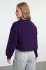 Women's Fashionable Stylish Sweatshirt Purple Thick Fleece Inside Relaxed Wide Fit Crop Basic Knitted Sweatshirt