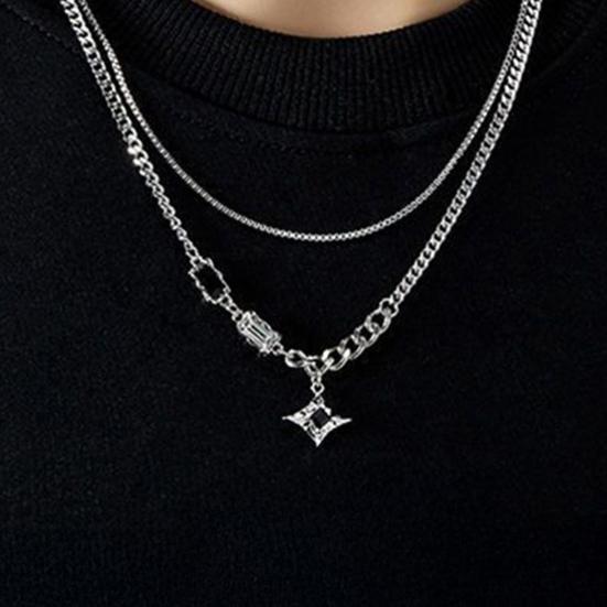 Ожерелье с подвеской в виде звезды, двухслойное ожерелье из кубического циркония, хип-хоп-украшения для мужчин и женщин, подарки на день рождения