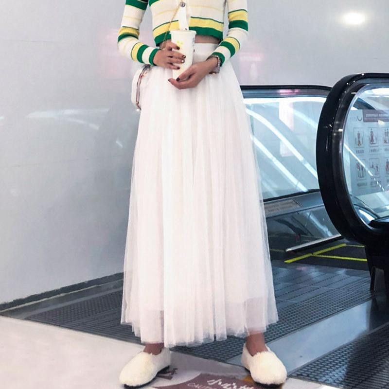 Эластичный пояс 3 слоя сетки длинные юбки из тюля элегантный винтажный бальное платье с высокой талией газовая юбка-пачка женская Faldas