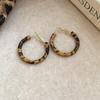 Серьги-пусеты Silver Needle Leopard Resin Geo Round, в стиле ретро Myer, нишевый дизайн для женщин