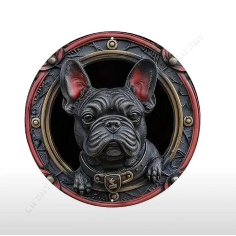 Witch Broom Halloween Sign, Round Aluminum Wall Plaque 20x20cm