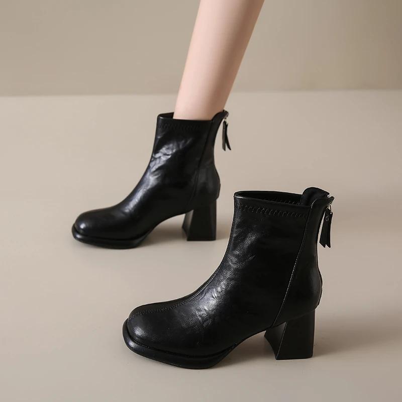 Fashion Plus Size 43 Women Victorian Ankle Boots Leather Lace Heel Shoes for Women Lace Up Spliced Fashion Ladies High Heels Woman Boots