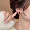 Geometric Wine Red New Year Earring Vintage Autumn Winter Earring Rose Pearl Ear Studs  Women