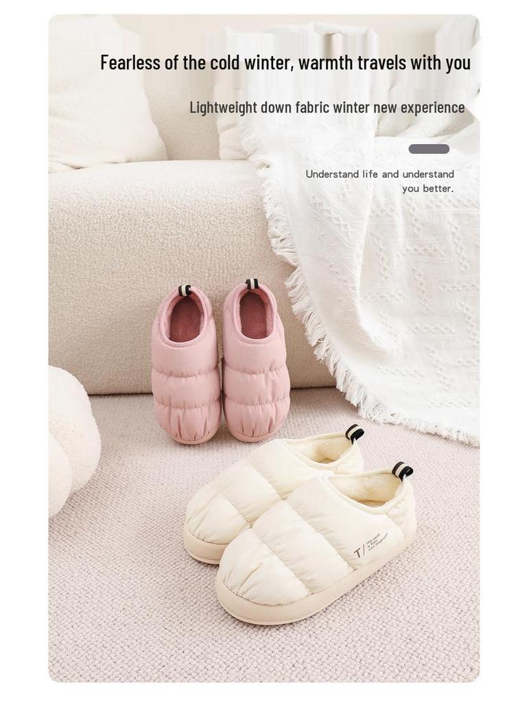 2025 Autumn/Winter Waterproof Non-Slip Cotton Slippers for Women and Men - Dirt-Resistant, Heel-Covered Indoor Shoes