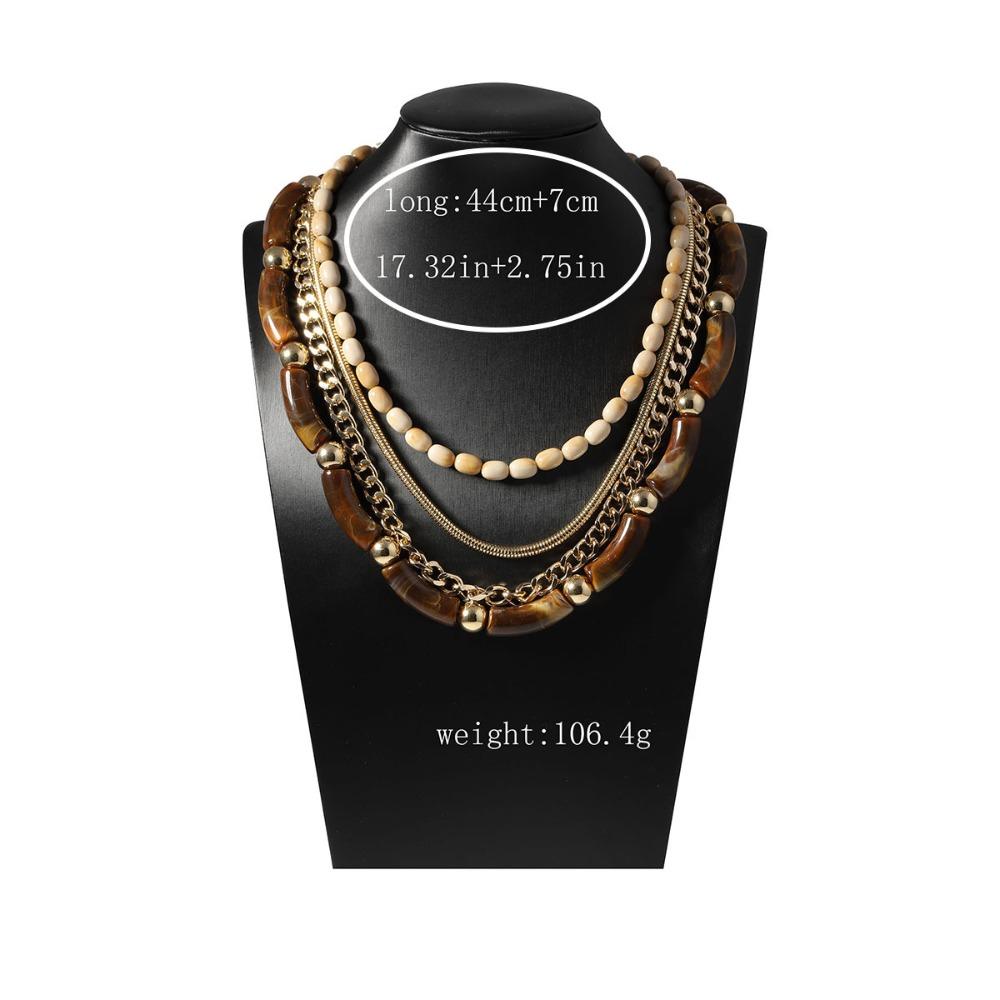 Dark Brown Bohemian Necklace Retro Bead Necklace Creative Multi Layer Necklace Party