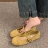 Soft-soled Round-headed French Shallow-mouth Single Shoes 2025 Spring and Autumn New Commuter Versatile One-word with Flat Mary Jane Shoes