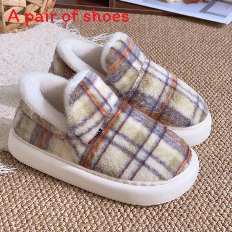Vintage Cotton Slippers For Adults With Eva Outsole Antislip Warm Indoor Use