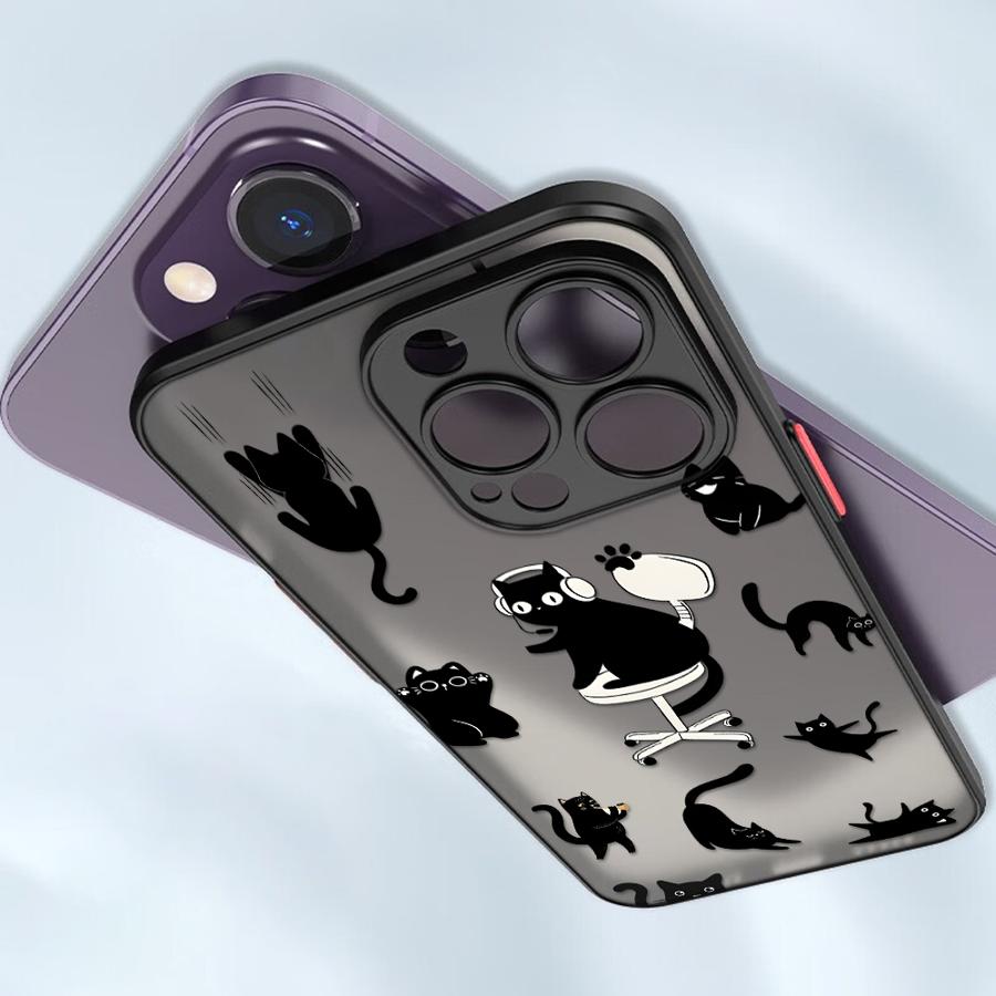 Чехол для iPhone 17 Pro Max 14 15 13 Mini 7 8 SE Air XS XR 16 Plus 12 11 Funda Задняя крышка телефона Милый мультяшный кот