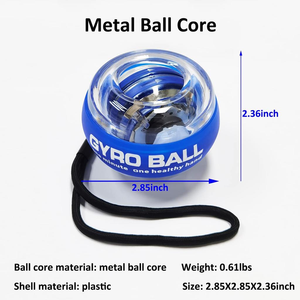 Автоматический гироскопический мяч Power Gyro Ball с подсветкой, тренажер для запястья и предплечья, тренировка суставов и мышц со светодиодной подсветкой