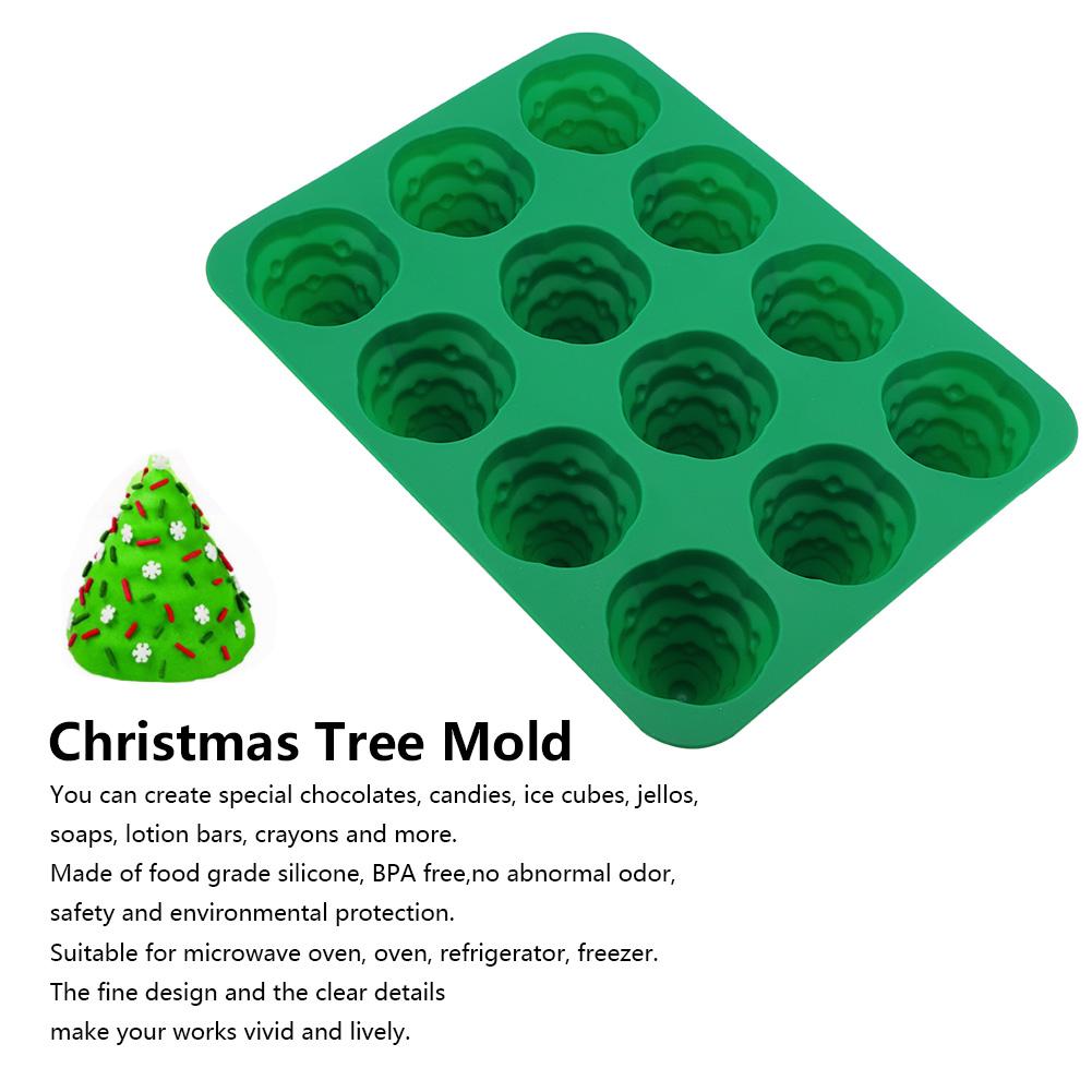 12 Hole Christmas Tree Silicone Mold Cake Mould for Mousse Chocolate Muffin Baking Tool
