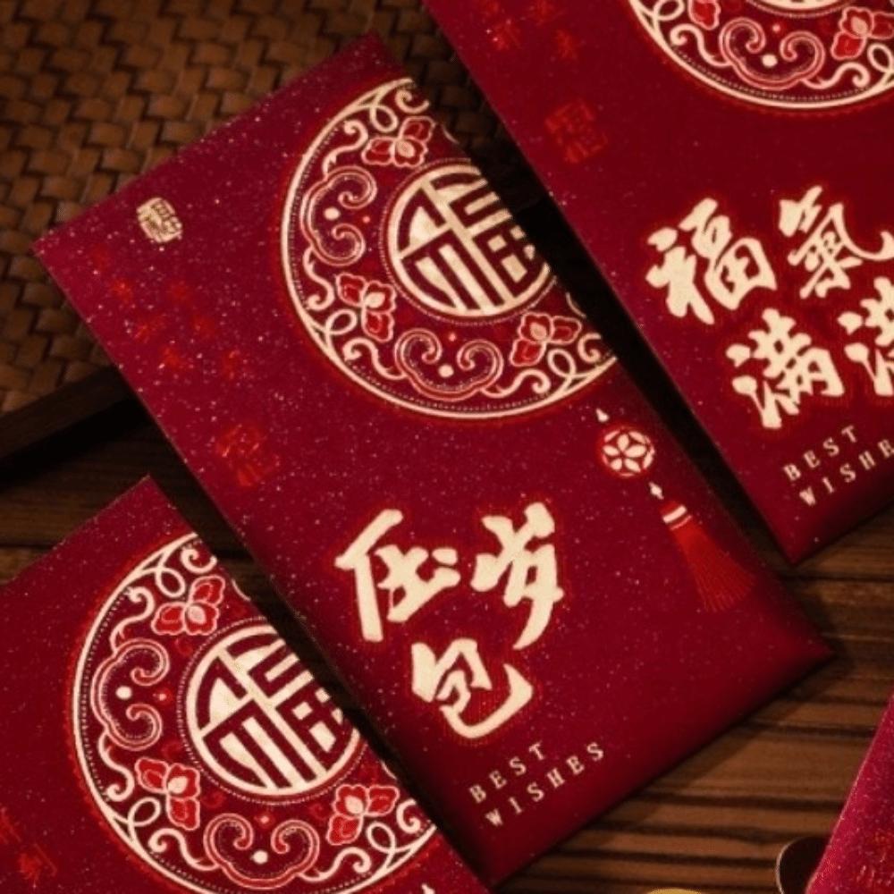 6pcs Hot Gold 2026 Horse Year Red Envelope Art Paper Gift Envelope Lucky Money Bags  Birthday