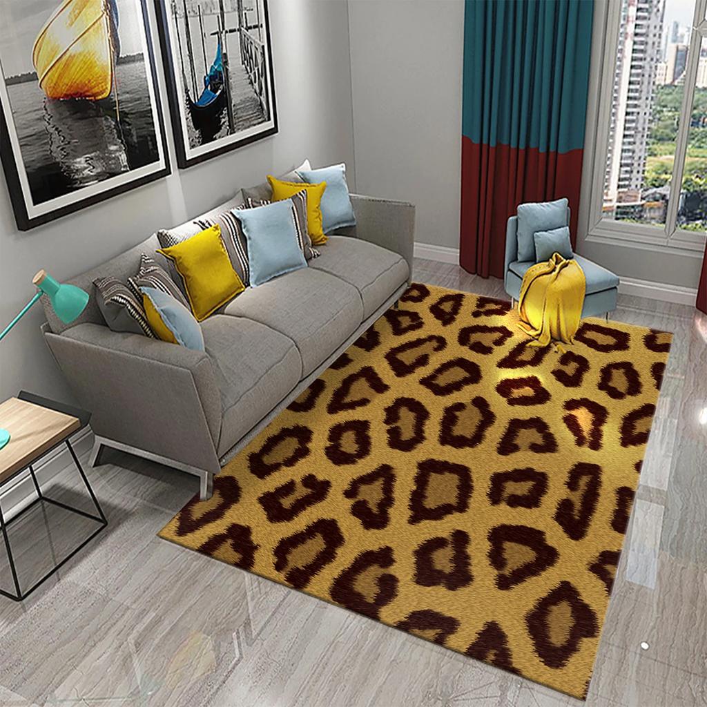 3D Animal Fur Carpets Leopard and Tiger Skin Rugs for Bedroom Living Room Kitchen Floor Decor Mats Bathroom Non-Slip Floor Rugs