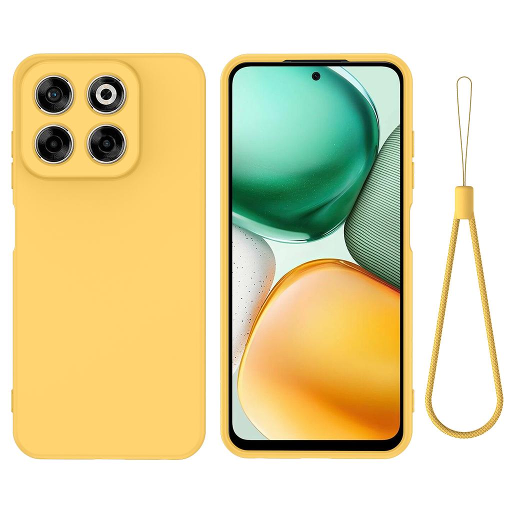 For ZTE Blade V70 Case Drop Proof Liquid Silicone Soft Lining Back Phone Cover with Hand Strap