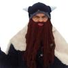 Horn Hat Viking Beard Beanie Handmade Knit Big Beard Mask Hat Wig Beard Hats  Costume Accessory