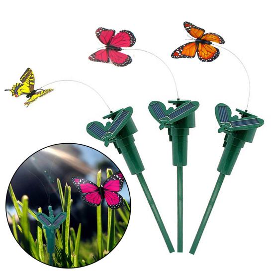 3 шт. летающая порхающая поддельная бабочка на солнечной энергии?Декор садового орнамента