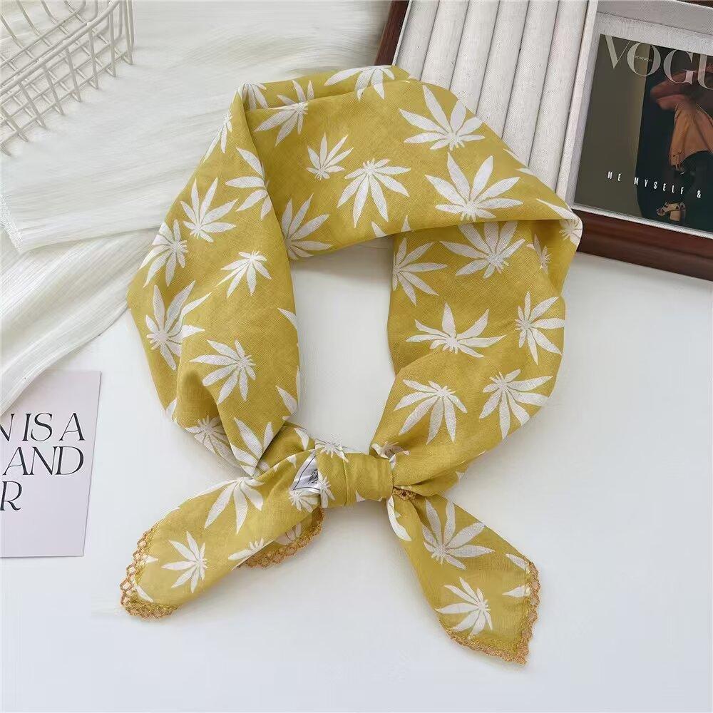 70 Принт Маленький Квадратный Шарф Женский Хлопок и Лен Красный Ретро Шелковый Шарф Литературный Маленький Свежий Треугольный Декоративный Шарф