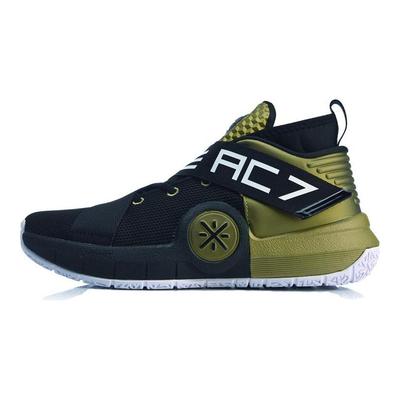 Li Ning All City 7 Wade Series удобные спортивные нескользящие легкие баскетбольные кроссовки средней высоты мужские кроссовки черные золотые ABAP105-1