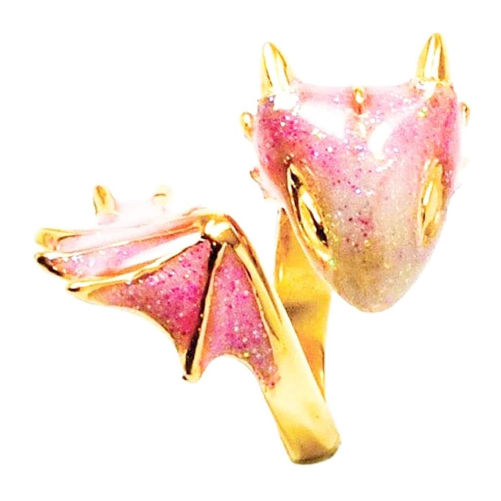 Creativity Design Starry Sky Cute Small Green Dragon Opening Ring Colorful Handmade Unique Charm Women Golden Rings Jewelry