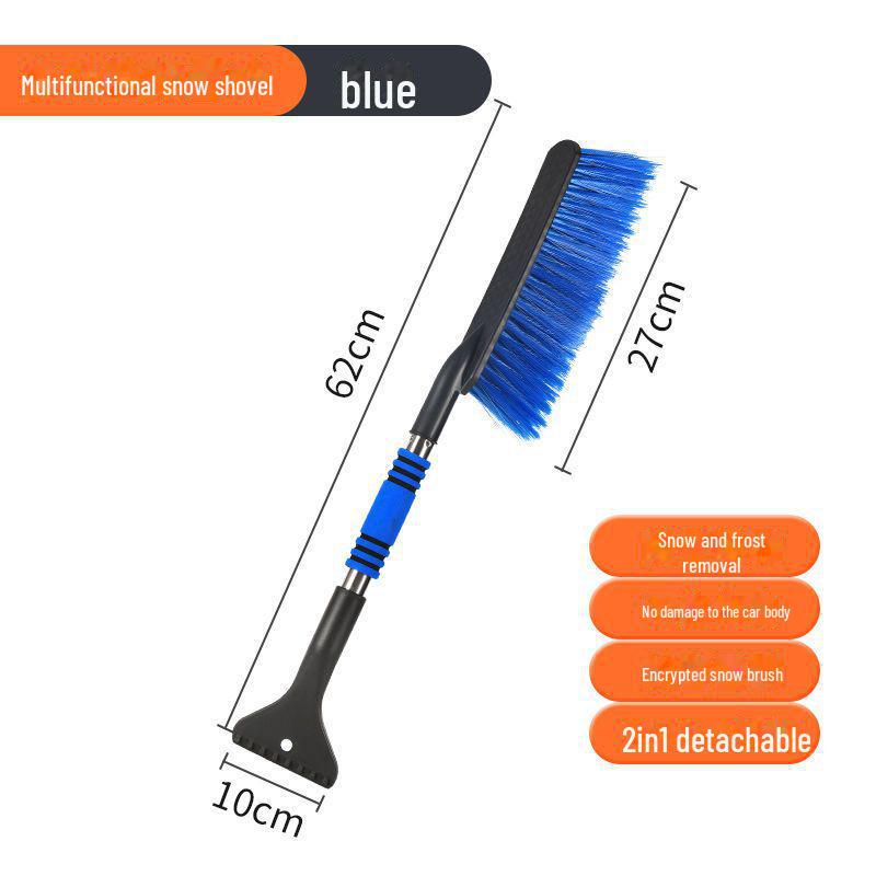 Многофункциональный инструмент для уборки снега: Лопата для уборки снега с длинной ручкой, скребок и щетка для зимы. Эффективно размораживает, не повреждая автомобиль.